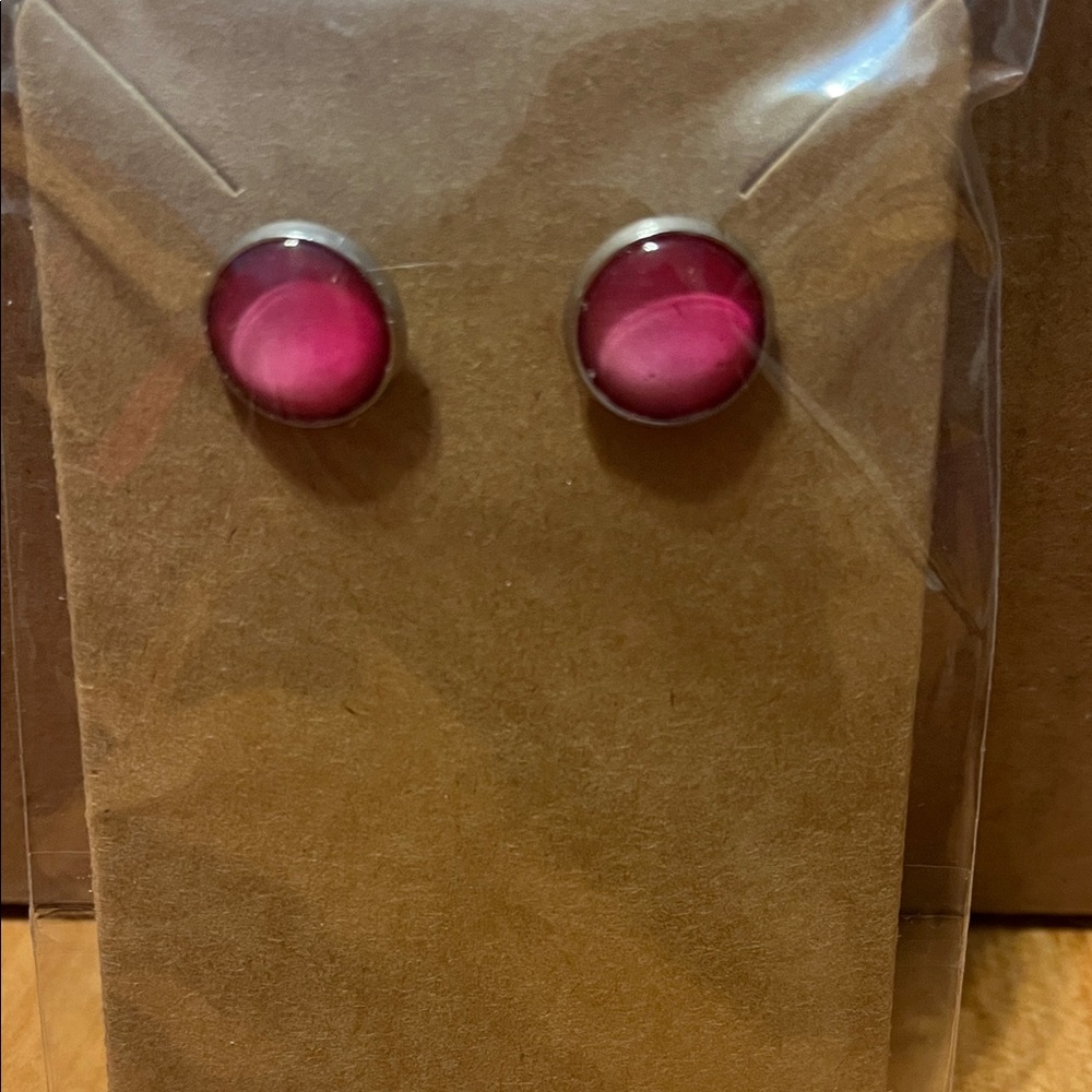 Pink Ombré Stud Earrings - handmade